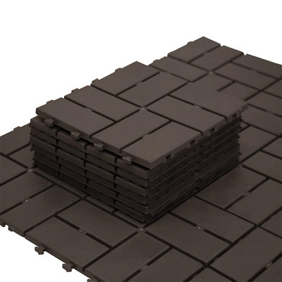 Paquet de 9 tuiles de terrasse à carreaux de patio toutes saisons verrouillables 12 po x 12 po pour balcon et cour
