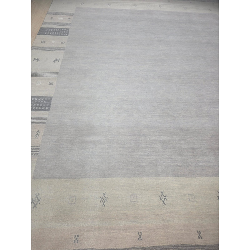 Handloomed Gray Gabbeh Tribal Wool Area Rug, 8' x 10'