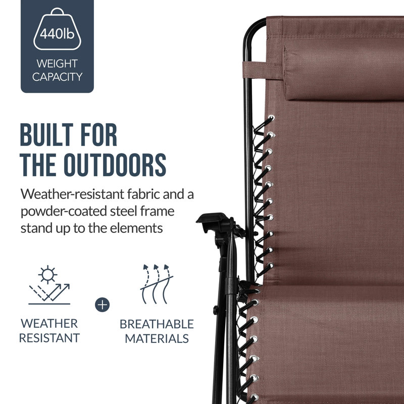 Set Of 2 Zero Gravity Patio Chair, Brown