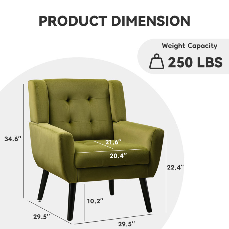 Fauteuil d'appoint Bolanle, Velours vert