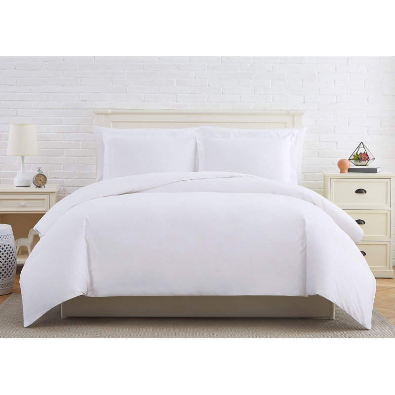 Ensemble de housse de couette en percale de coton à 300 fils de la collection Classic Southshore Fine Linens Classic, Blanc