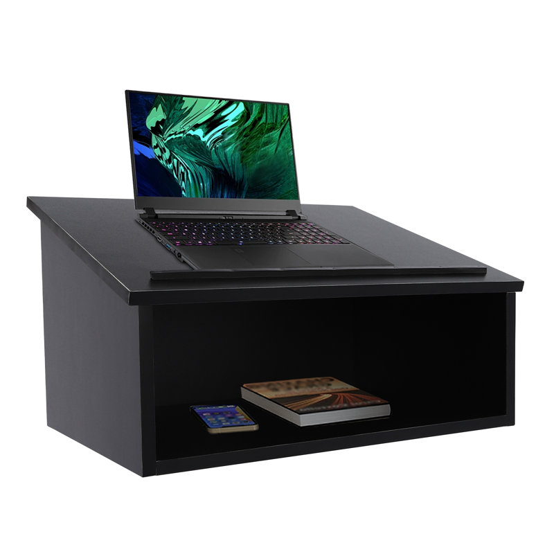 Black Wood Tabletop Lectern with Storage Shelf