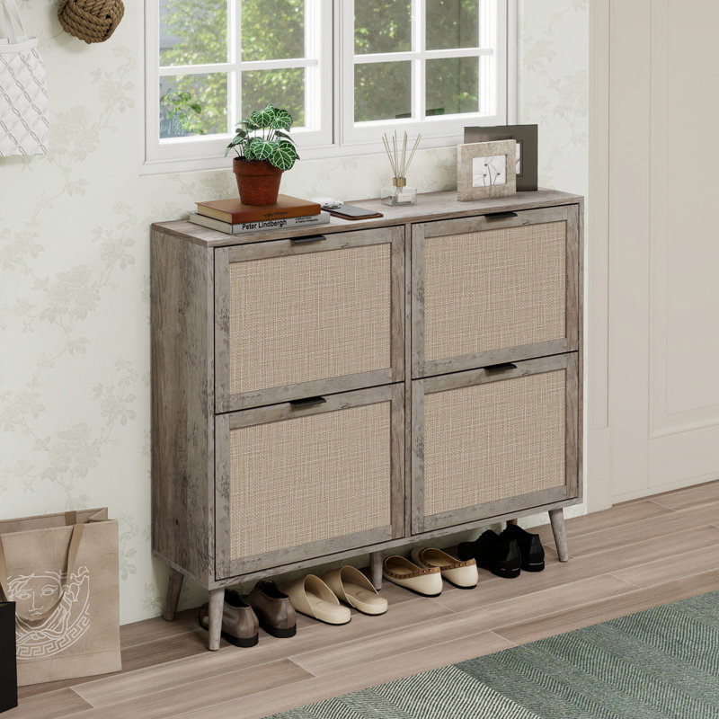 Range-chaussures 4 portes, armoire de rangement pour chaussures moderne autoportante, pour vestibule, buffet