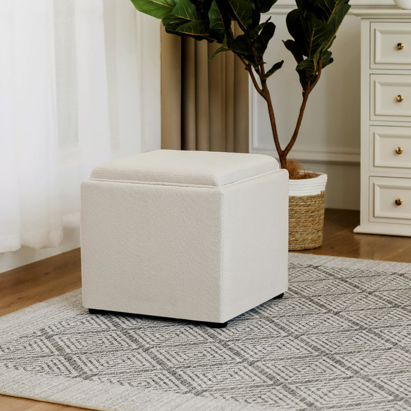 Ciocia Upholstered Ottoman, Beige