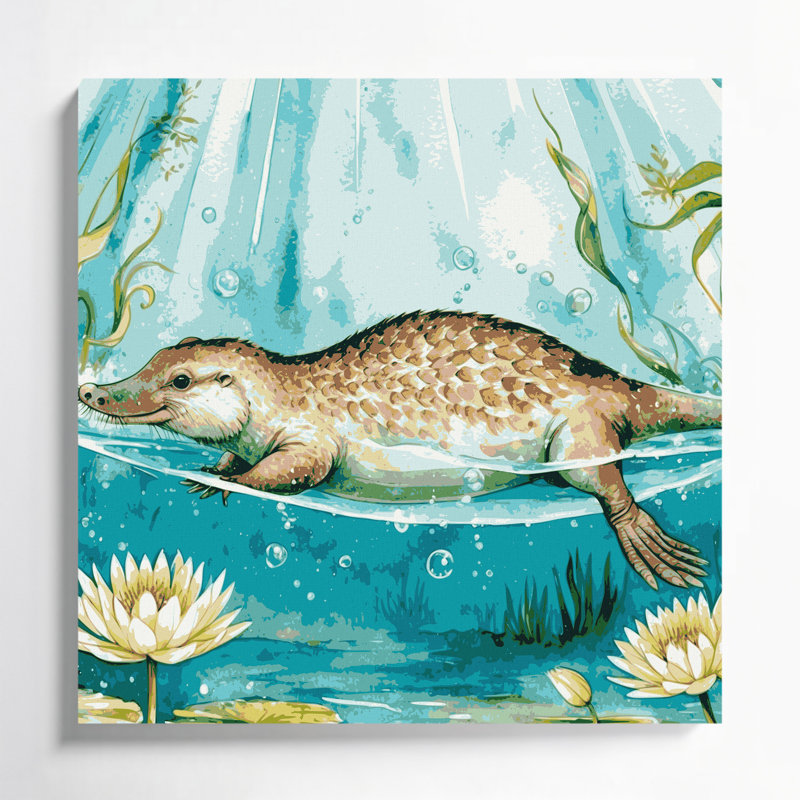 Art animalier sur toile vert, H 12 po x l 12 po