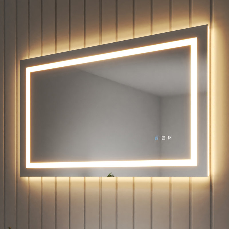 Frameless LED Light Anti-Fog Wall Bathroom Vanity Mirror with Backlit & Frontlit, 40" x 48"