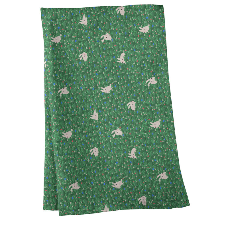 Tea Towel Kitchen Towel, Cotton Twill, Green/Blue