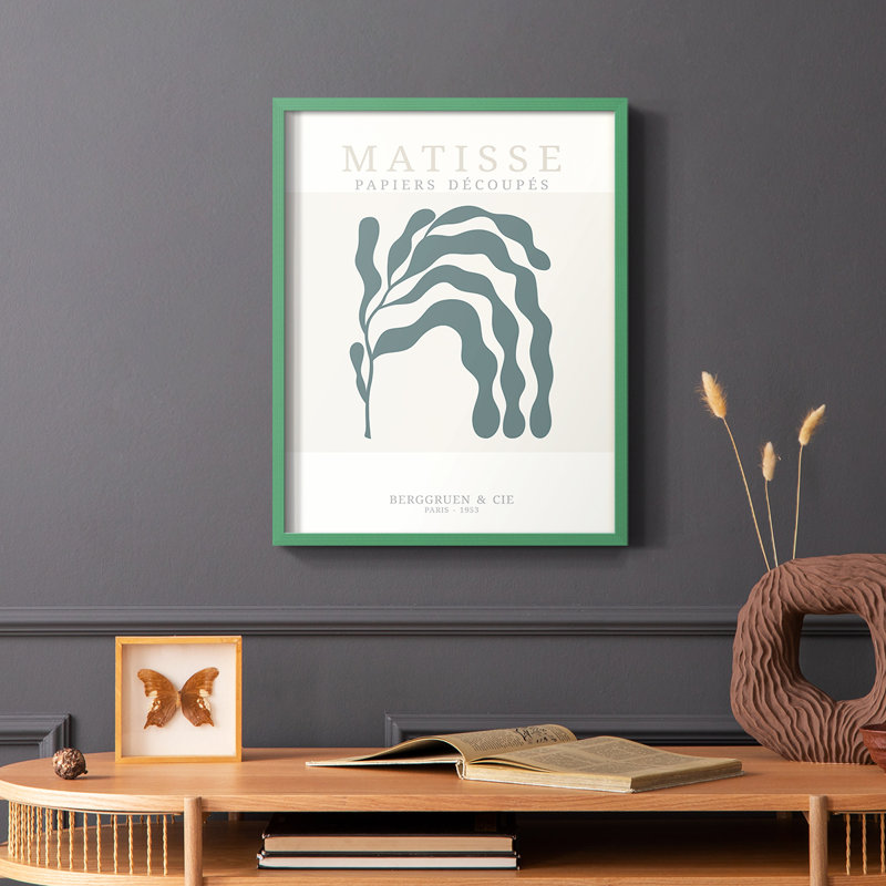 Matisse CD XXV, reproduction encadrée - bois massif, Cadre simple vert, H 10 po x l 8 po