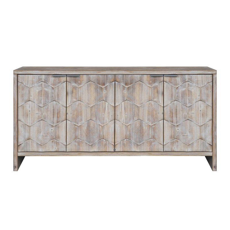 Armoire de rangement à 4 portes Accent, Bois naturel délavé