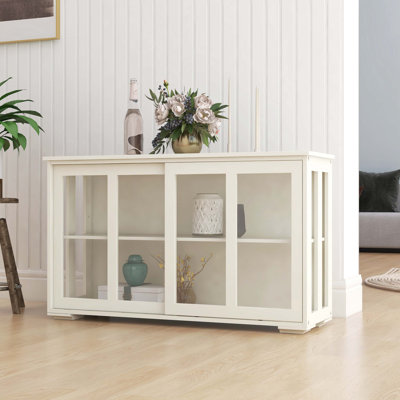 Armoire de rangement pour cuisine avec porte en verre - blanc