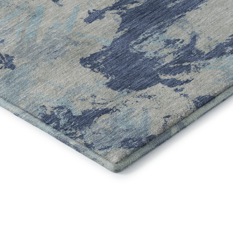 Premium Machine Washable Prisco Navy Rug, Rectangle 8' x 10'