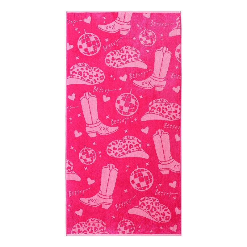 Betsey Johnson Western Wear Pink Beach Towel, Western Wear Pink