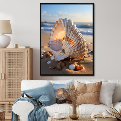 Travell White Seashell Close Up III sur toile