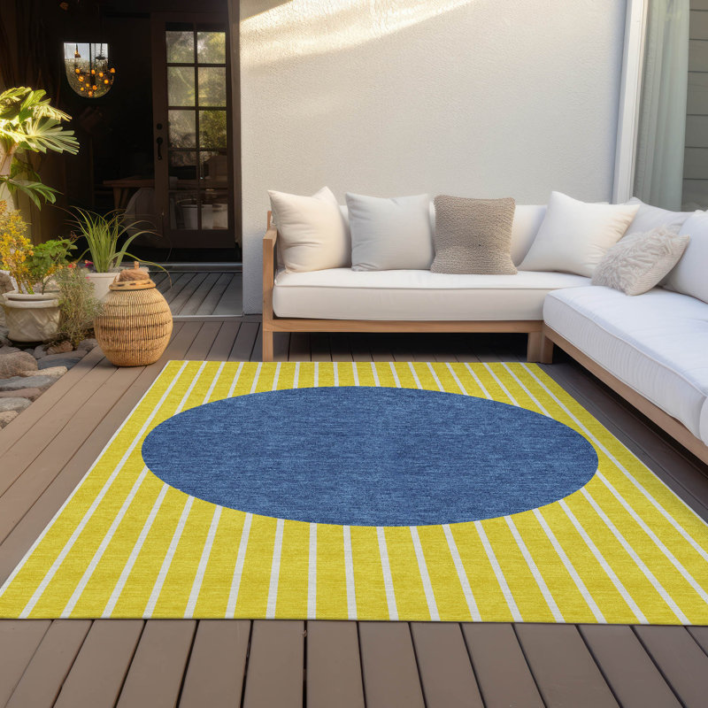 Tapis intérieur / extérieur jaune Ember , 9 pi x 12 pi