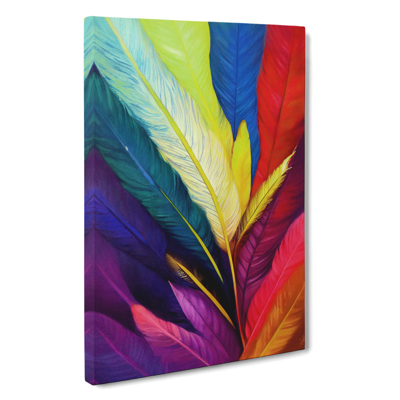 Vibrant Feathers No.1 - Wrapped Canvas, 50cm H x 35cm W x 3cm D