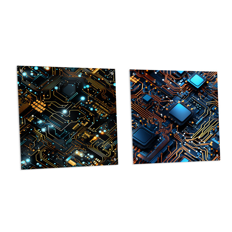 Beth - Ensemble de 2 verres muraux géométriques abstraits en acrylique, H 16 po x l 33 po