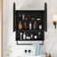 Armoire à miroir moderne à double arche, armoire à pharmacie 2 portes, armoire murale en métal avec tablette ouverte et porte-serviettes-1491083792