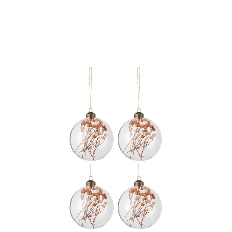 Piper Dried Flowers Christmas Bauble, 10cm H x 10cm W x 10cm D