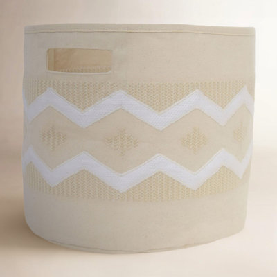 Ione Zig Zag Pattern 100% Cotton Storage Bin For Baby Nursery or Kid's Room by Crane Baby
