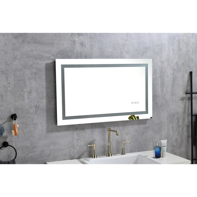 Miroir de salle de bain mural à DEL avec luminosité élevée et fonction anti-buée séparément