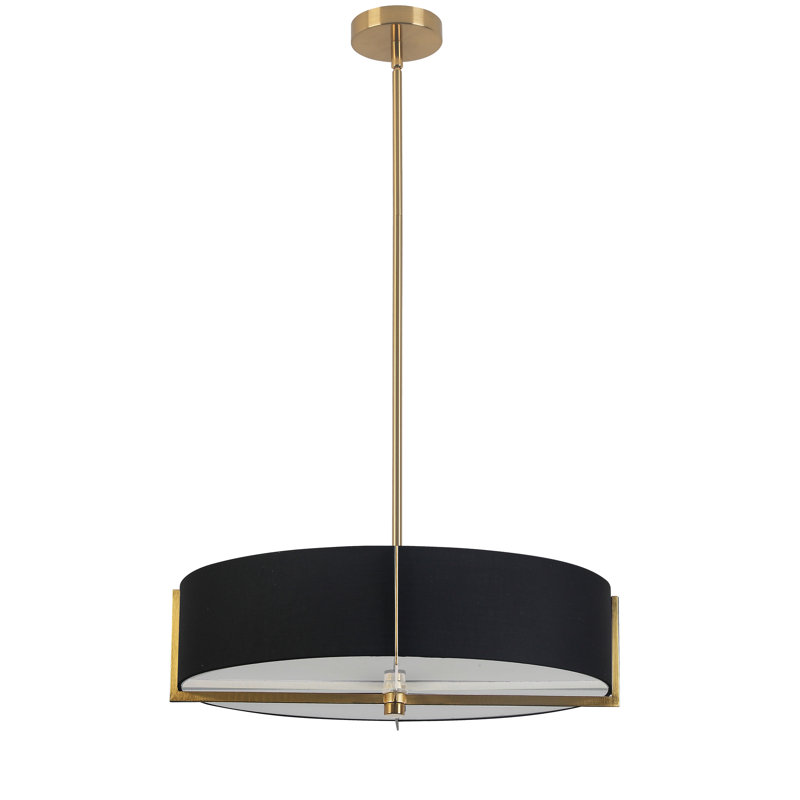 Preston 4 Light Incandescent Pendant, Aged Brass, Black