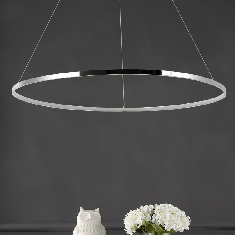 Odin 1 - Light LED Pendant, Chrome, 0.75" H x 34.88" W x 34.88" D