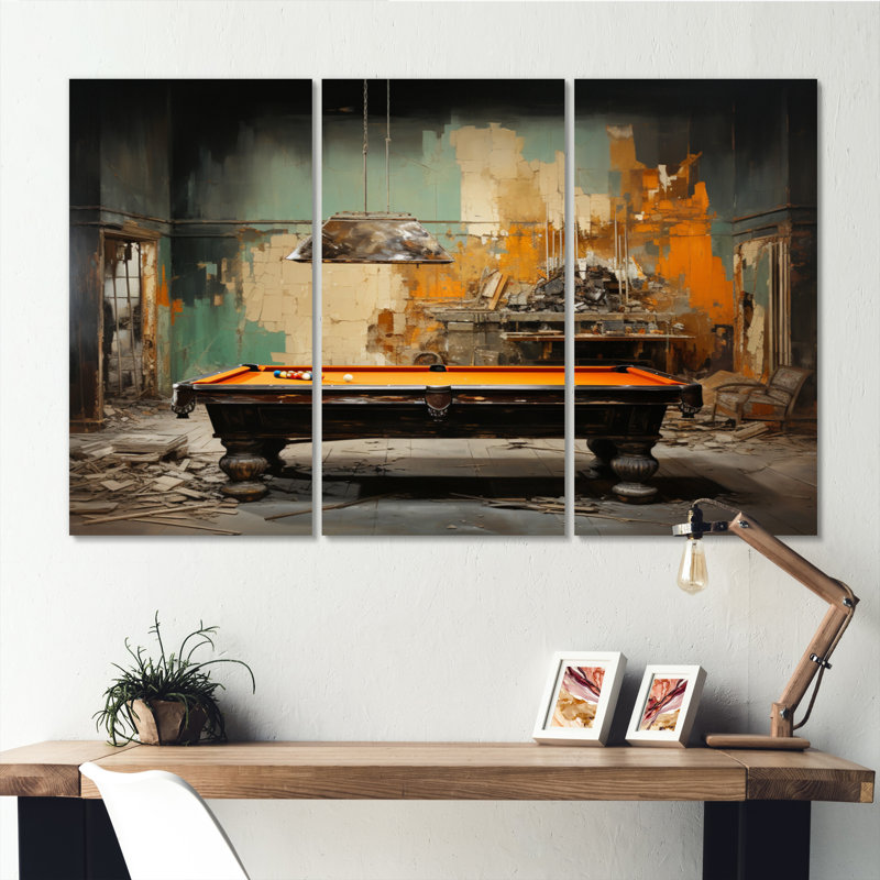 Billard Industrial Game II - Sports, reproduction d'art sur toile, H 28 po x l 36 po x P 1 po