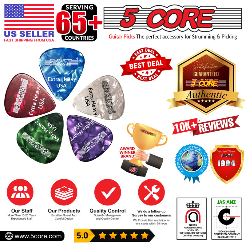 5Core Guitar Picks, Rouge