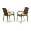 Ensemble de 7 pièces de meubles de patio en osier pour l'extérieur comprenant une table de bistro rectangulaire avec plateau en verre et 6 fauteuils de balcon avec coussin, brun-132378671-48146068