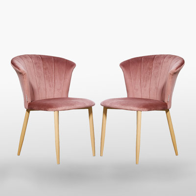 Siyana Modern Velvet Dining Chairs - Ergonomic Curved Back with Solid Wooden Legs 