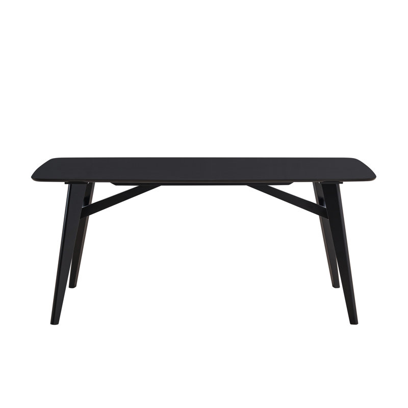 Table fixe en bois noir pour salle à manger en placage de bois d'hévéa 35 po profondeur 71 largeur 30 hauteur charge 100 lb