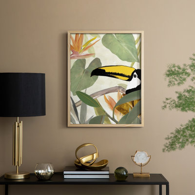 Parrot in the Leaves I Framed Print - Solid Wood
