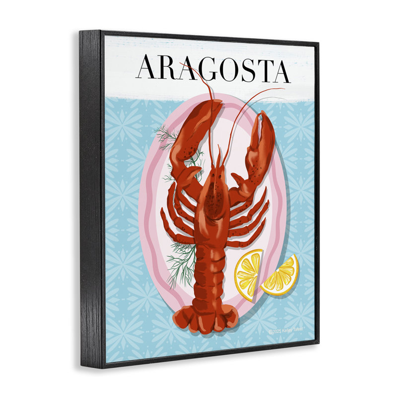 Estampe numérique Aragosta, design par Kelley Talent, H 30 po x l 24 po, Giclée noire de minuit encadrée