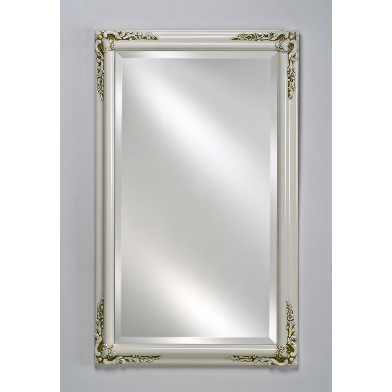 Gwyneth Wood Wall Mirror, Antique White, 16" H x 26" W