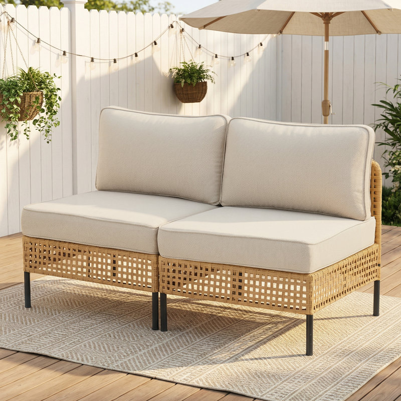 Canapé modulaire d'extérieur moderne en osier avec coussins de patio