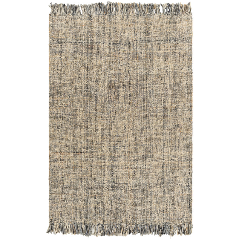 Tapis gris / beige tissé à plat à la main Bedivere, Rectangle 2 pi x 3 pi
