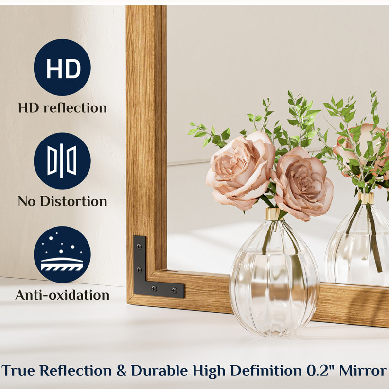 Miroir Gwenneth, 30 po x 40 po, Bois naturel