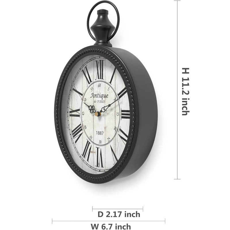 Metal Wall Clock, Black