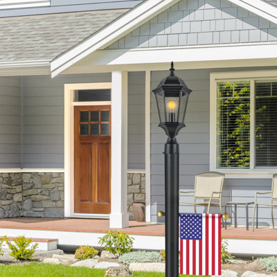Cathe Outdoor Light and Lamp Post Bundle – Plastic Cross Arm and Clear Glass