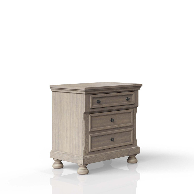 Table de chevet deux tiroirs gris antique
