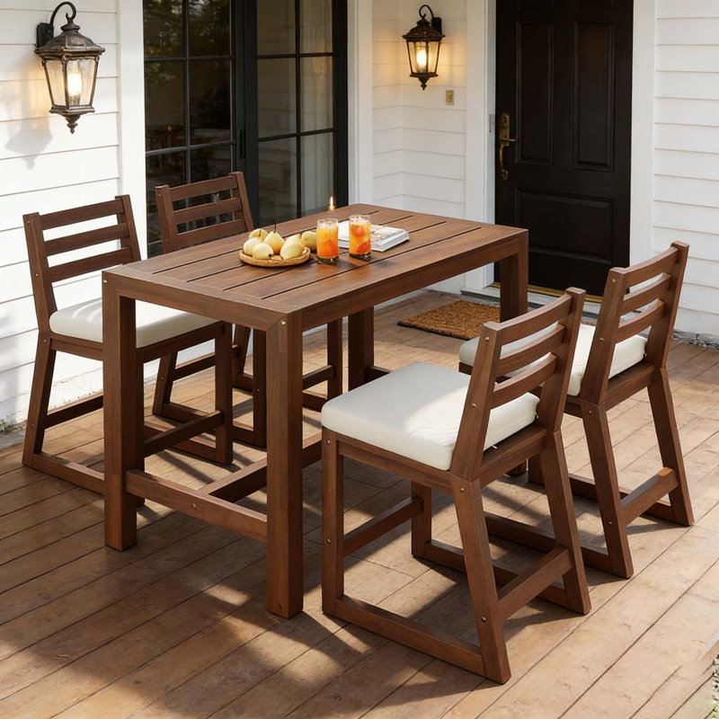 5-Piece Rustic Patio Bar Set, Mocha