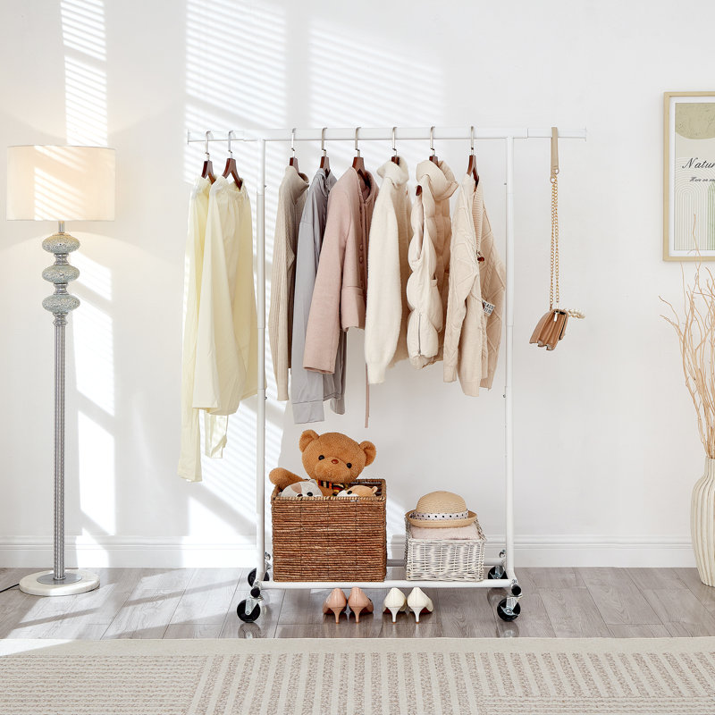 Clothes Rail Adjustable Height & Width, White