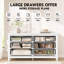 Commode moderne à 6 tiroirs l 54 po Serefina, commode en bois blanc avec pieds solides pour la chambre à coucher, grande commode double de rangement H 32 po avec tiroirs profonds pour placard, chambre de bébé ou couloir-1081508855