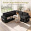 Canapé-lit d'angle modulaire de 220 cm avec lit gigogne pour salon, canapé d'angle en L 5 places, avec méridienne de rangement, dossier réglable, poches latérales et porte-gobelets, noir