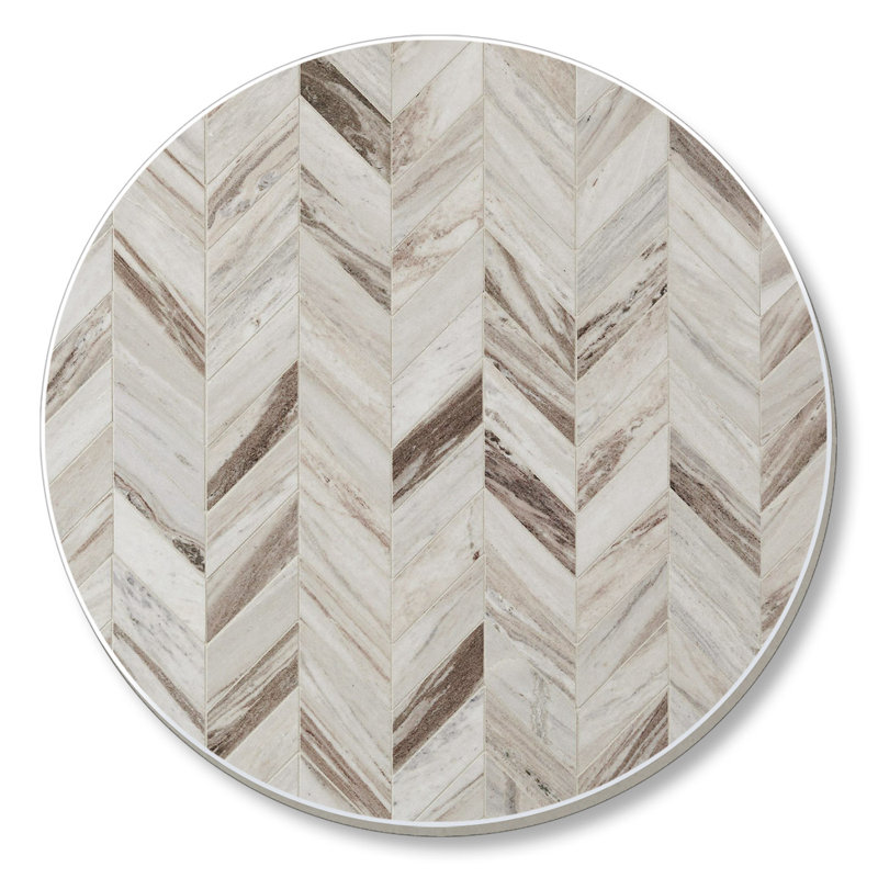 Sous-verres en pierre absorbants - ensemble de 4 - marbre à chevrons