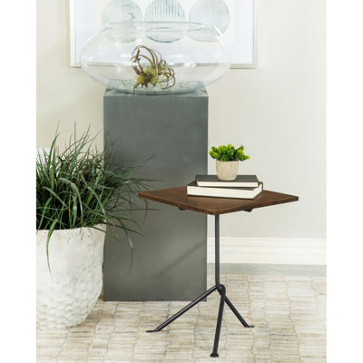 Table d'appoint brun foncé et bronze industriel avec pieds en trépied