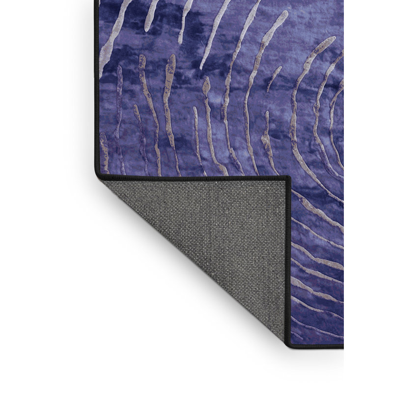 Tapis gris soyeux et moelleux, Rectangle 7 pi x 10 pi