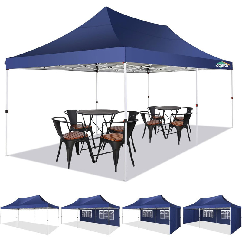 10x20 Pop Up Canopy with 6 Sidewalls, Conical Canopy Tent 10×20 with 3 Adjustable Height Waterproof, UV-Resistant with Carry Bag, Stakes, Ropes for Parties, Commercial, Grey(Frame Upgraded)