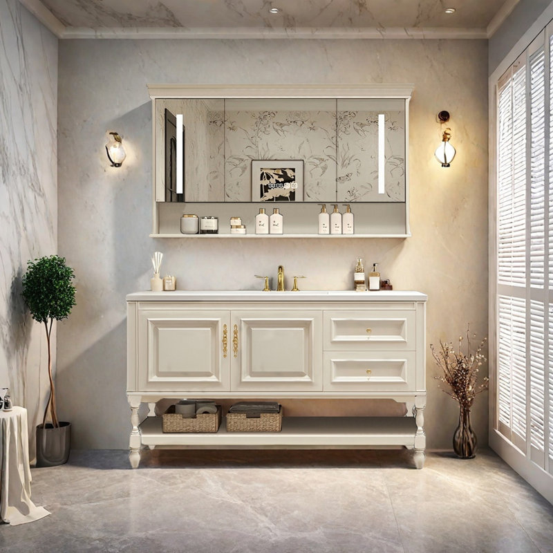 Armoire de salle de bain style campagnard américain, H 31,49 po x l 51,18 po x P 21,65 po