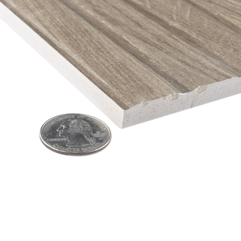 Woodstrip 11-3/4 In. X 23-1/2 In. Fluted Ceramic Wood Look Wall Tile, Brown